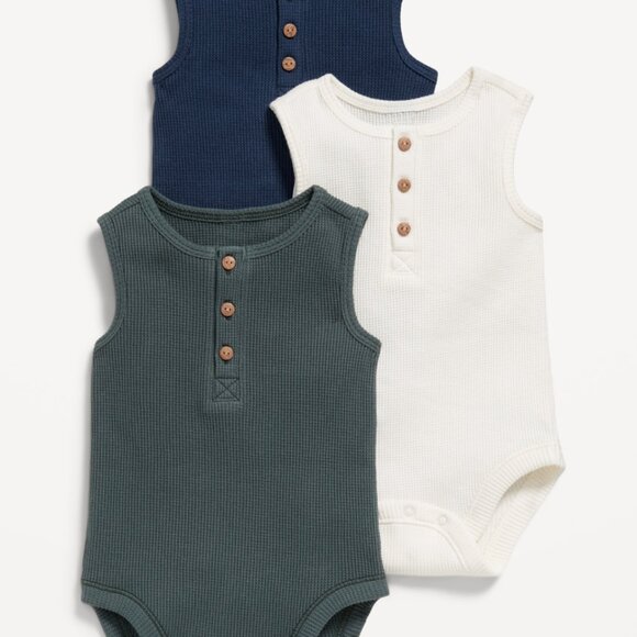NWOT Old Navy Sleeveless Waffle-Knit Henley Bodysuit 0-3 Month Size - Picture 4 of 4